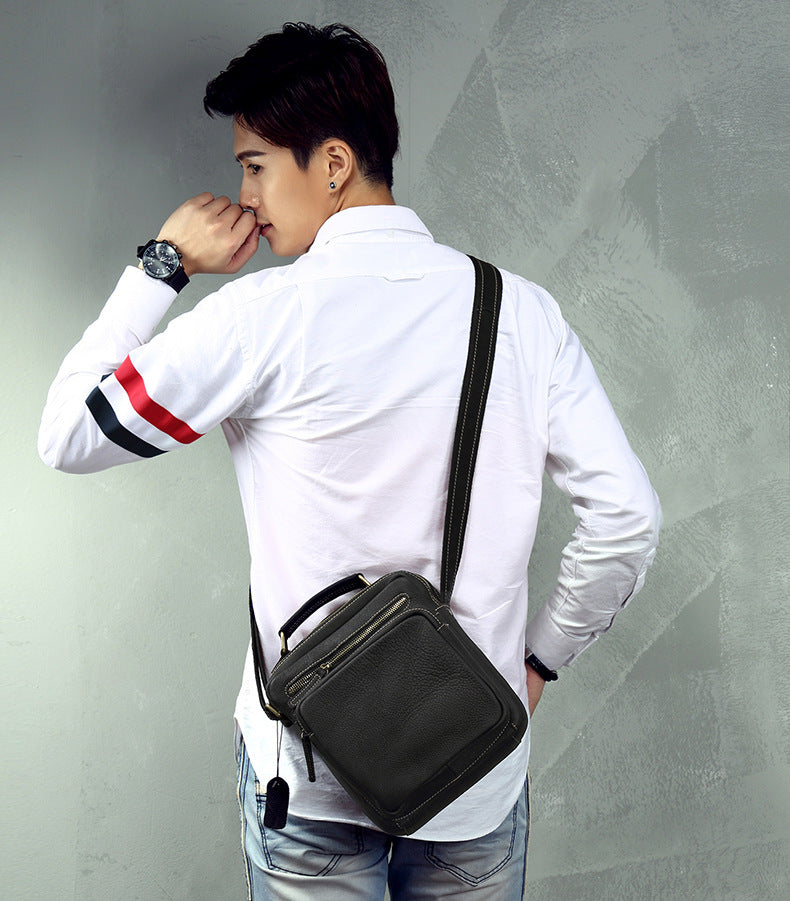 Men's Shoulder Bag Handmade Original Cowhide Genuine Leather Casual Korean Fashion Men's Crossbody Bag Handbag 