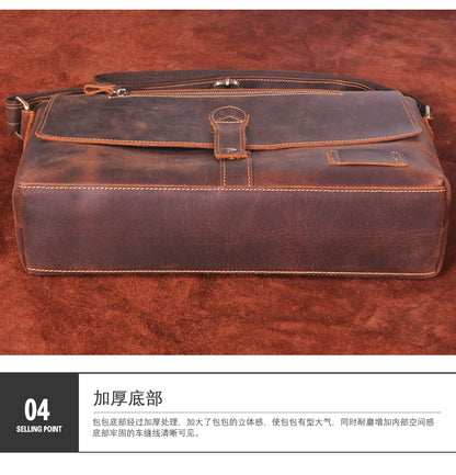 Men's Crossbody Bag Cowhide Genuine Leather Retro Men's Shoulder Bag 