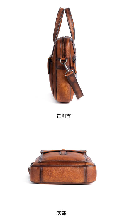 Men's Crossbody Bag Genuine Cowhide Leather Retro Casual Men's Handbag 