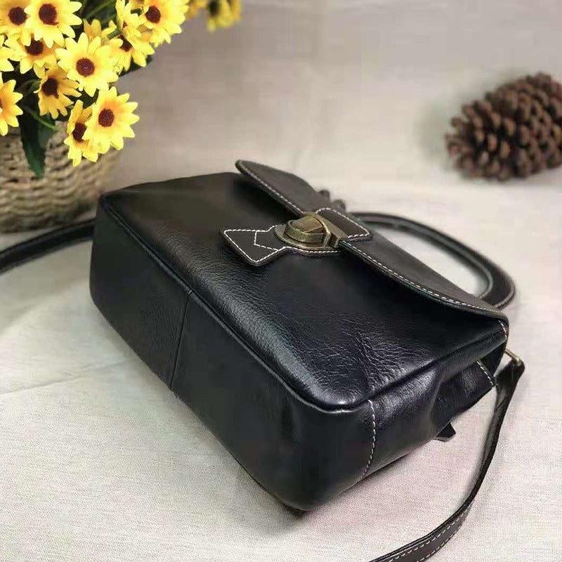 Ladies bag handbag genuine leather handmade retro cowhide shoulder bag that goes with anything simple handbag.bag 