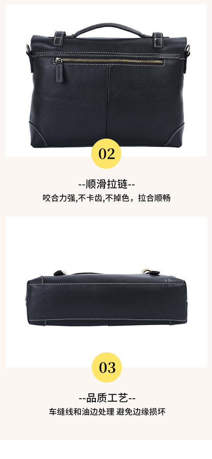 Men's Shoulder Bag Retro Cowhide Crazy Horse Messenger Bag Casual Fashion Large Capacity Crossbody Bag for Men Computer Bag 