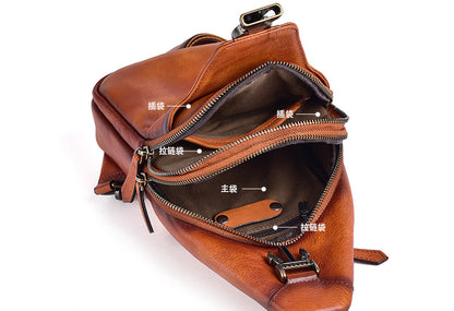 Men's bust bag Genuine cowhide leather retro casual men crossbody bag 