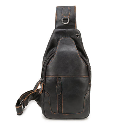 Men's Bust Bag Genuine Cowhide Leather Casual Fashion Men's Crossbody Bag Shoulder Bag 