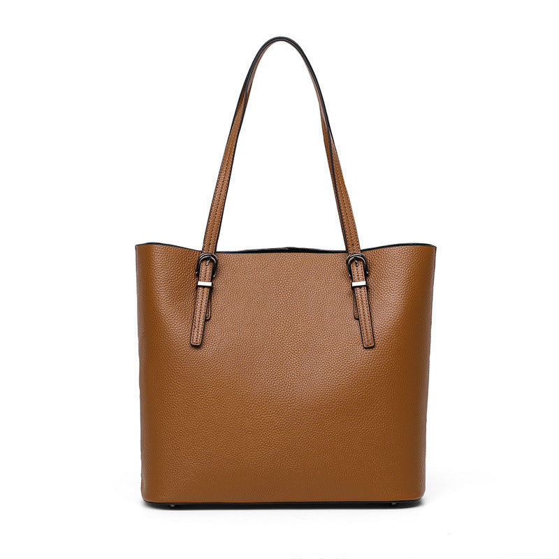 Genuine leather women's bag fashion tote bag commuting big bag cowhide shoulder bag simple