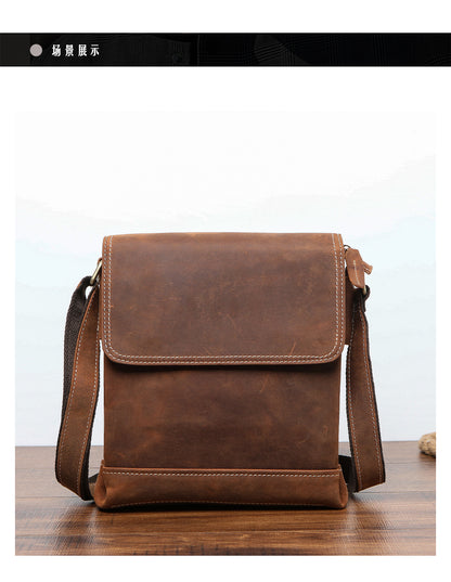 Men's Briefcase Cowhide Genuine Leather Retro Business Men Computer Bag 