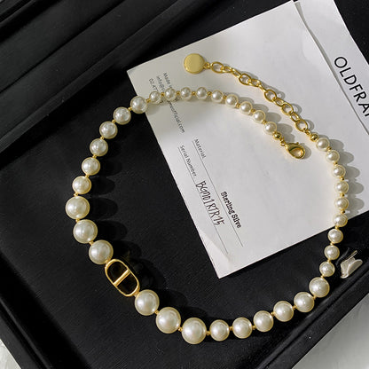 D large pearl necklace women luxury temperament collarbone necklace