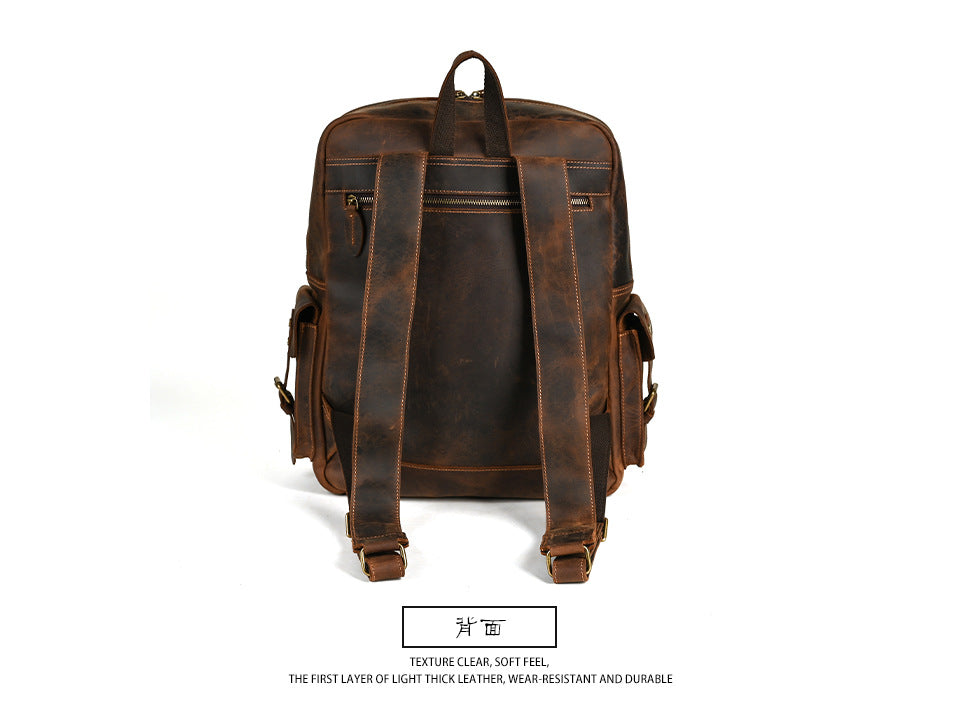 Men's backpack Cowhide genuine leather large capacity outdoor casual men's travel bag computer bag 