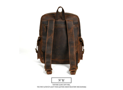 Men's backpack Cowhide genuine leather large capacity outdoor casual men's travel bag computer bag 