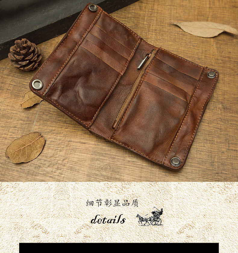 Men's Wallet Handmade Large Capacity Genuine Cowhide Leather Clutch Bag Card Bag for Men 