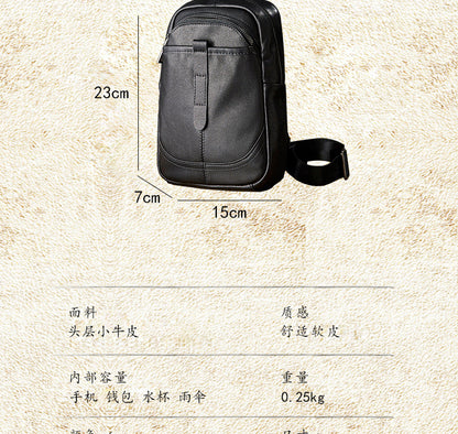 Men's Bust Bag Cowhide Genuine Leather Outdoor Casual Fashion Men's Crossbody Bag Shoulder Bag 