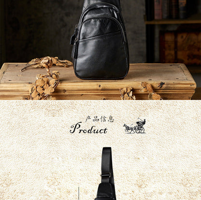 Men's Bust Bag Handmade Cowhide Genuine Leather Fashion Commuter Crossbody Bag for Men 