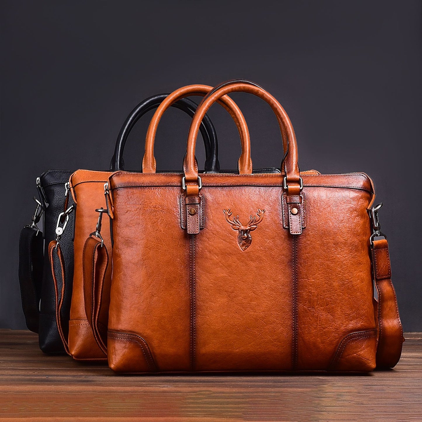 Men's Briefcase Genuine Cowhide Leather Retro Casual Business Bag Men's Handbag 