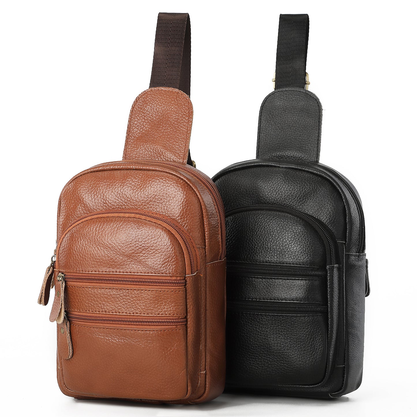 Men's Bust Bag Retro Cowhide Genuine Leather Casual Business Crossbody Bag Men's Shoulder Bag 