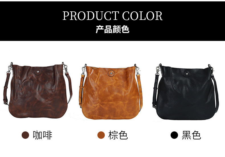 Men's Shoulder Bag Genuine Cowhide Leather Fashion Commuting Tote Bag Crossbody Bag for Men 