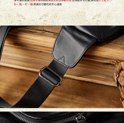 Men's Bust Bag Handmade Cowhide Genuine Leather Fashion Commuter Crossbody Bag for Men 