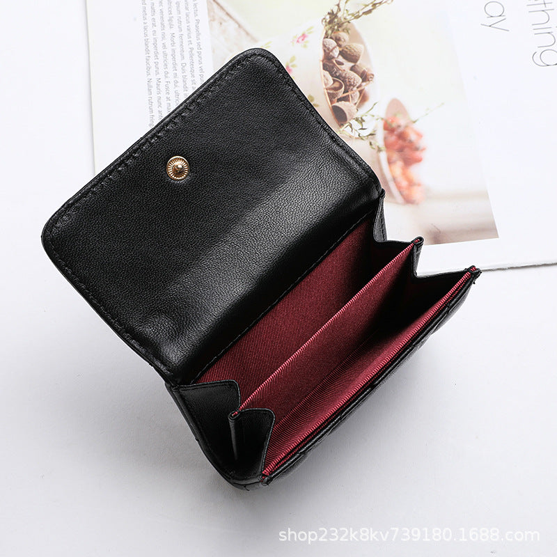 Women's Wallet Sheep Leather Coin Purse Check Women Wallet Mini Clutch Bag High Quality Wallet