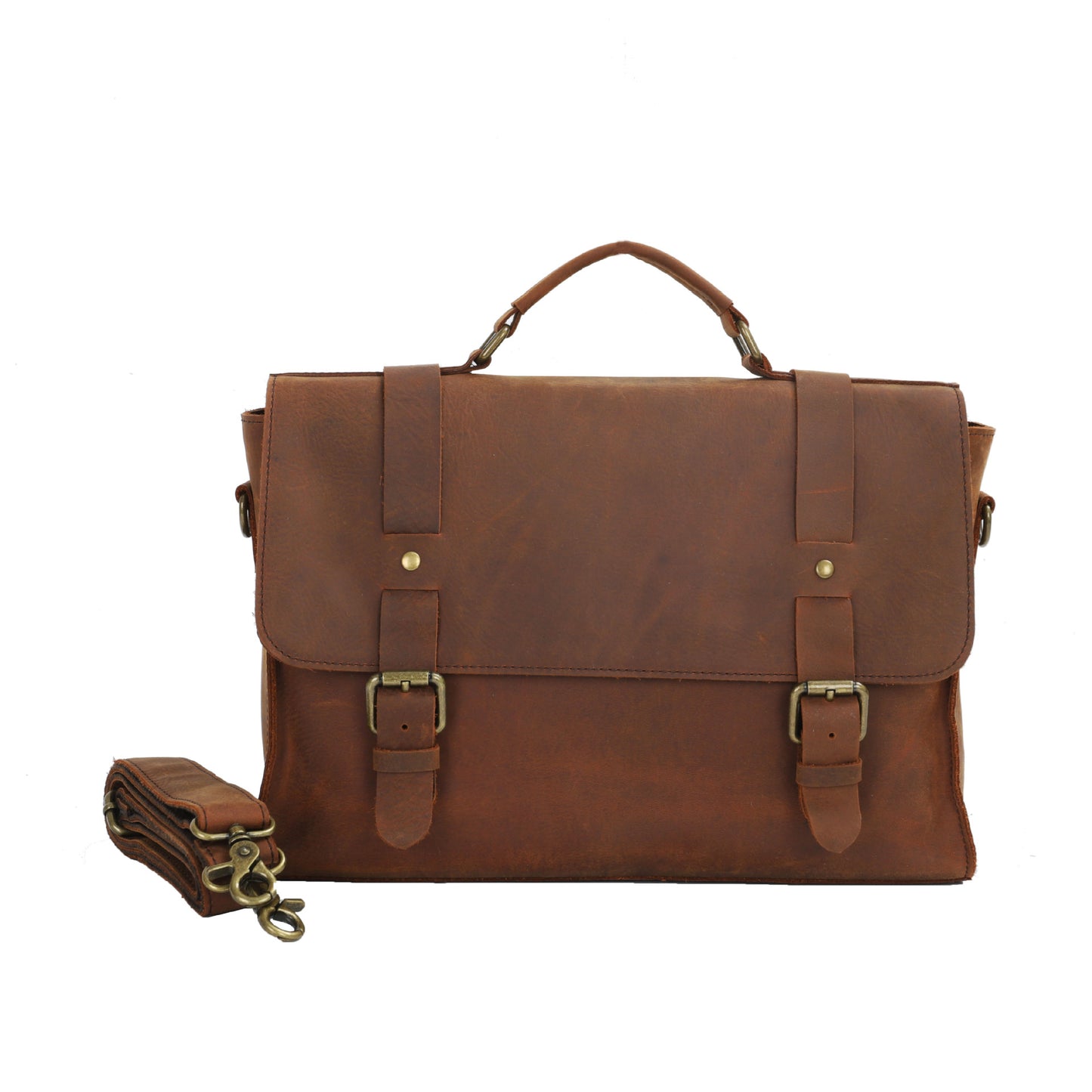 Men's Shoulder Bag Briefcase Retro Cowhide Crazy Horse Commuter Casual Crossbody Bag for Men Computer Bag 