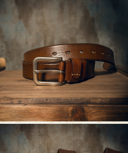 Men's Belt Genuine Cowhide Leather Handmade Needle Buckle Simple Casual Vintage Fashion Men's Belt 