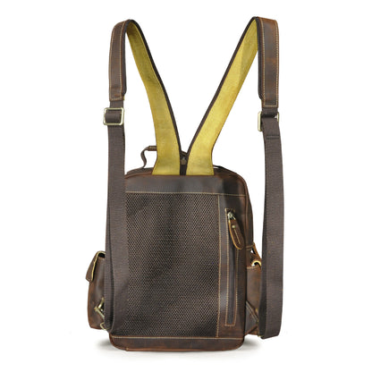 Men's backpack cowhide genuine leather retro outdoor casual male travel bag 