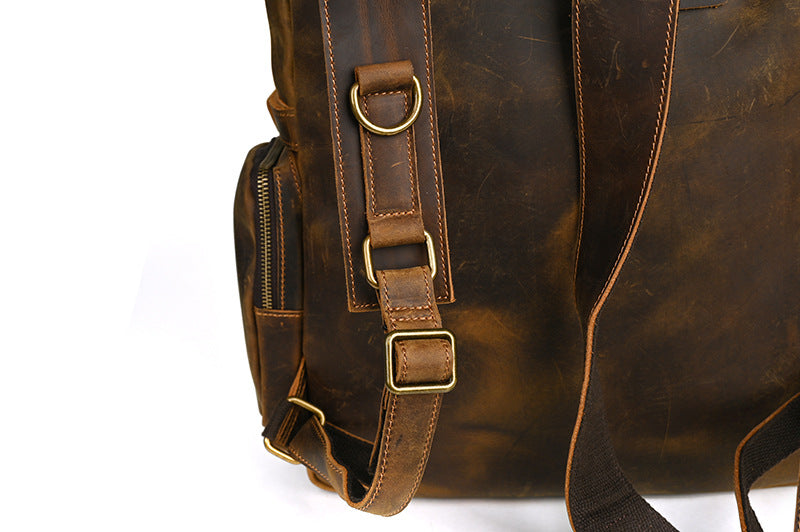 Men's backpack made of cowhide genuine leather large capacity retro casual men's business trip bag computer bag 