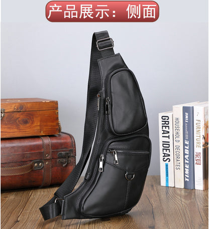 Men's Bust Bag Cowhide Genuine Leather Sports Fashion Men's Crossbody Bag Shoulder Bag 