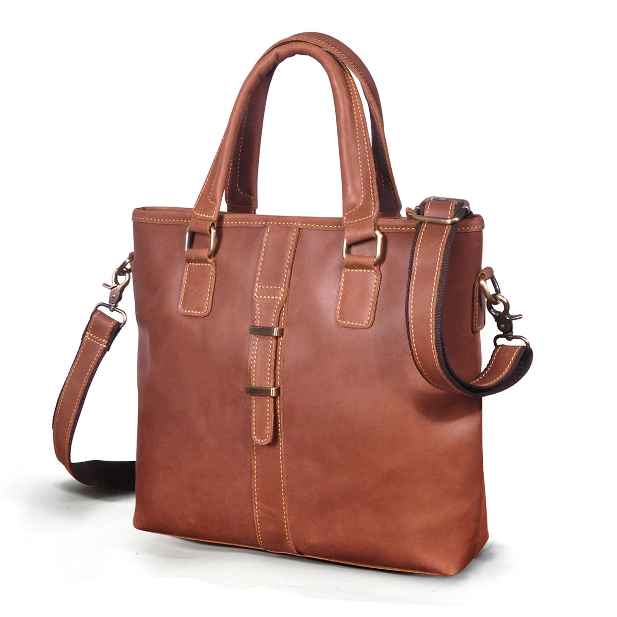 Men's Briefcase Shoulder Bag Retro Business Handbag Cowhide Genuine Leather Men Computer Bag 