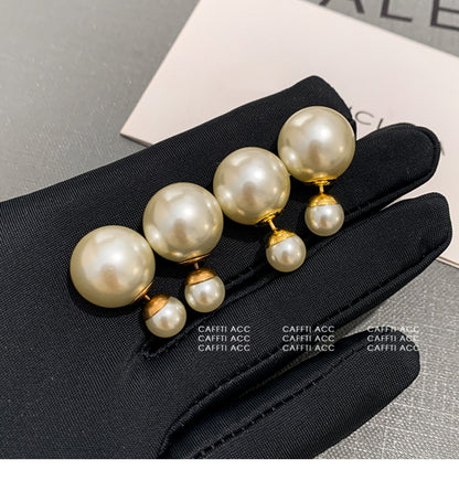 D pearl size double-sided pearl earrings women's luxury retro luxury earrings temperament earrings 