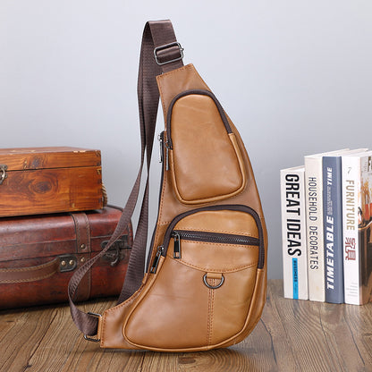 Men's Bust Bag Cowhide Genuine Leather Sports Fashion Men's Crossbody Bag Shoulder Bag 