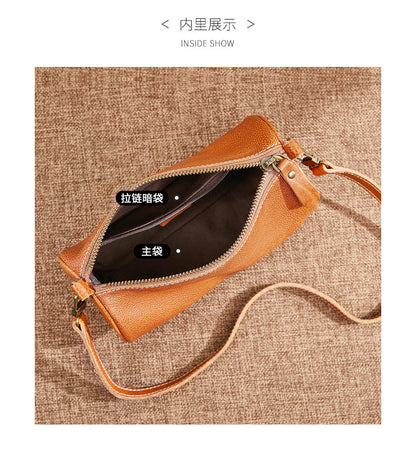 Women's bag Retro armpit bag Top cowhide cylindrical bag Chain bag that goes with anything Fashion shoulder bag.Pochette