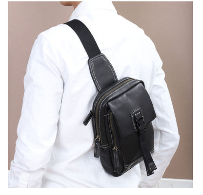 Men's bust bag genuine cowhide leather fashion multifunctional shoulder bag waist pouch crossbody bag for men 