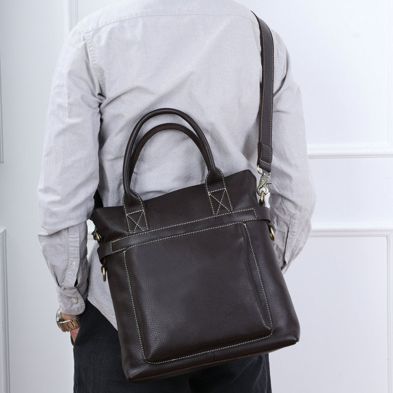 Men's Shoulder Bag Genuine Cowhide Leather Casual Business Crossbody Bag for Men 