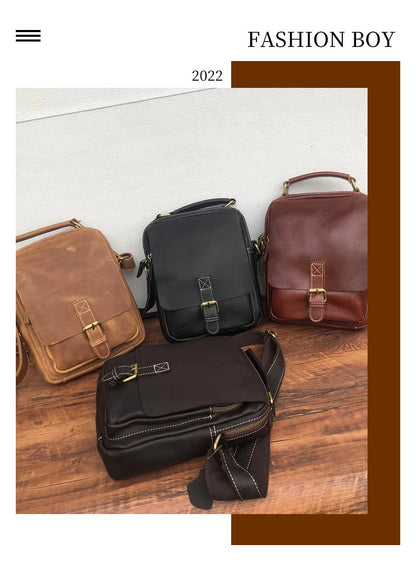 Men's Shoulder Bag Cowhide Multifunctional Waist Pouch Smartphone Pouch Crossbody Bag for Men 