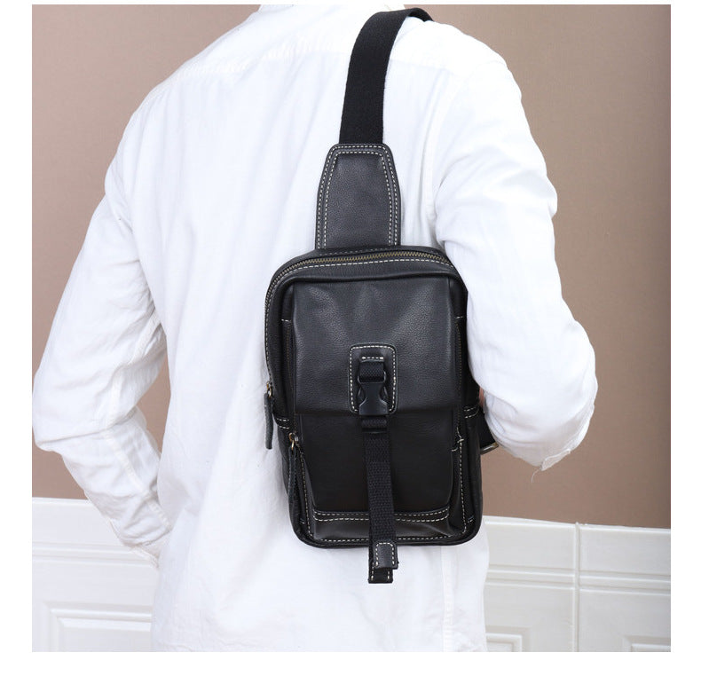 Men's bust bag genuine cowhide leather fashion multifunctional shoulder bag waist pouch crossbody bag for men 