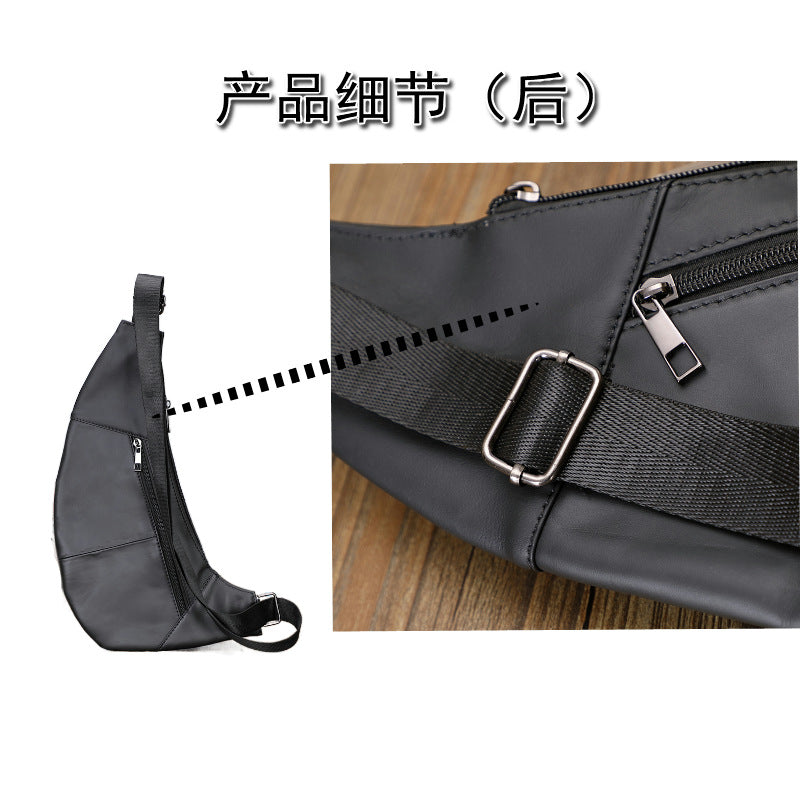 Men's Bust Bag Cowhide Genuine Leather Sports Fashion Men's Crossbody Bag Shoulder Bag 