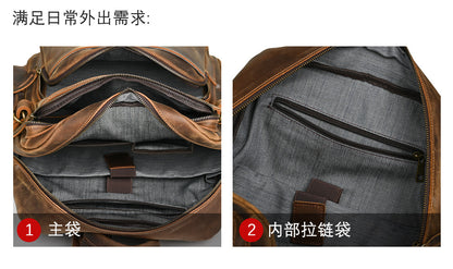 Men's backpack made of cowhide genuine leather large capacity retro casual men's business trip bag computer bag 