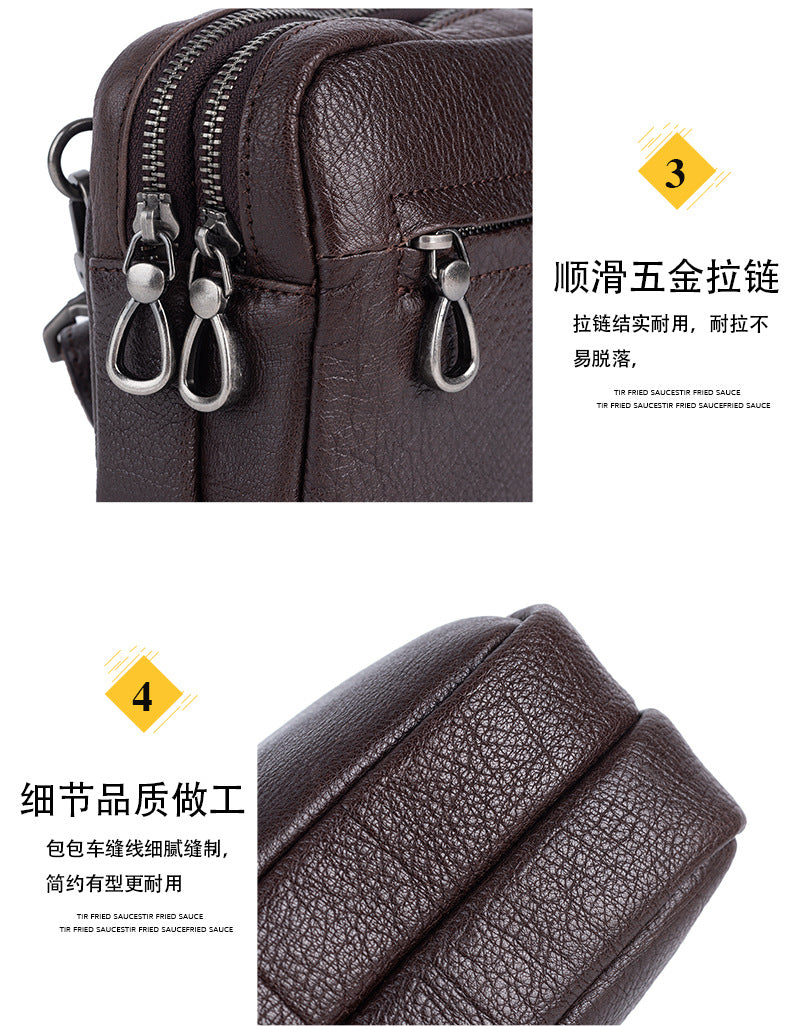 Men's Shoulder Bag Genuine Cowhide Leather Retro Casual Men Clutch Bag Crossbody Bag 