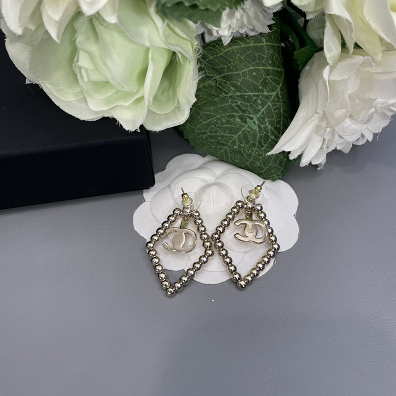 Earrings Openwork Diamond Shape Cubic Chassis Simple Earrings 