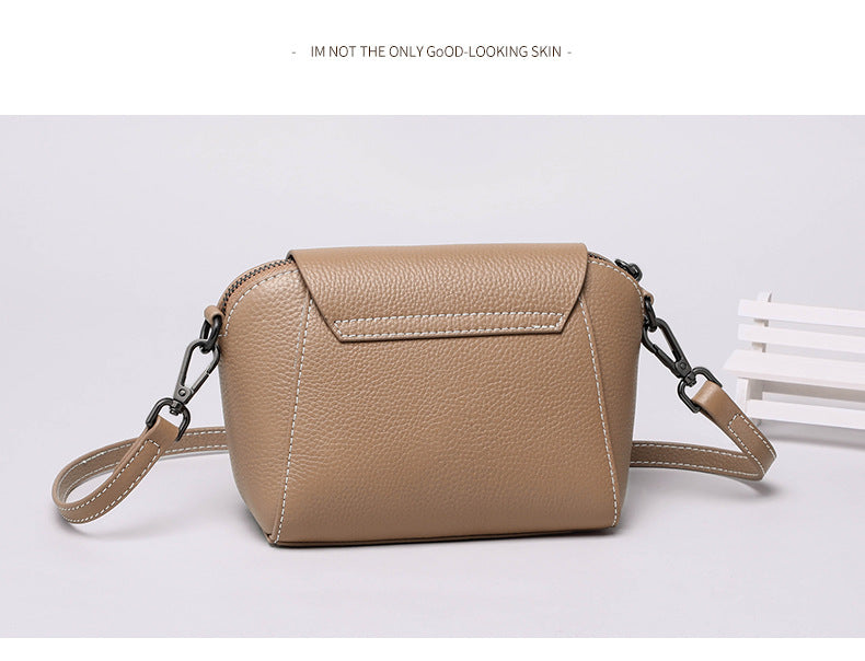 Women's bag trend crossbody bag genuine leather fashion cowhide simple shoulder bag that goes with anything. Pochette