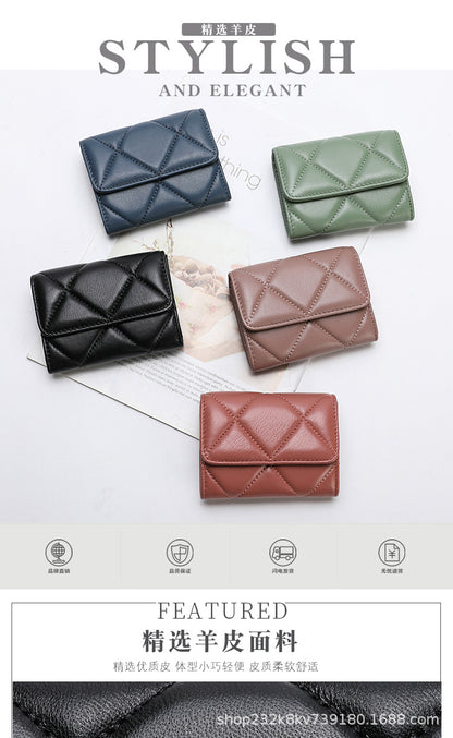 Women's Wallet Sheep Leather Coin Purse Check Women Wallet Mini Clutch Bag High Quality Wallet