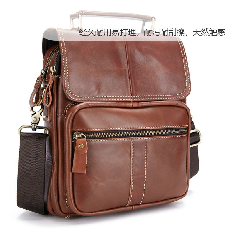 Men's Shoulder Bag Cowhide Genuine Leather Handbag Soft Leather Casual Simple Crossbody Bag for Men 