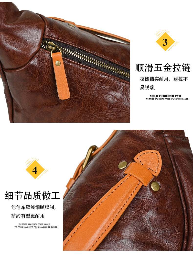 Men's Shoulder Bag Bust Bag Cowhide Genuine Leather Fashion Casual Men's Crossbody Bag 