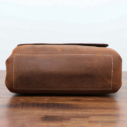 Men's Briefcase Cowhide Genuine Leather Retro Business Men Computer Bag 