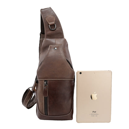 Men's Bust Bag Cowhide Genuine Leather Casual Fashion Sports Crossbody Bag for Men Shoulder Bag 