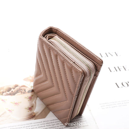 Wallet Women's Wallet Short Coin Purse Mini Wallet Sheep Leather V Check Wallet Trifold Wallet Goes with Anything