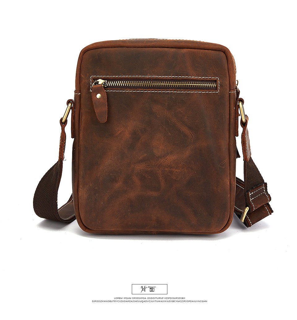 Men's Shoulder Bag Cowhide Genuine Leather Retro Travel Outdoor Crossbody Bag for Men 