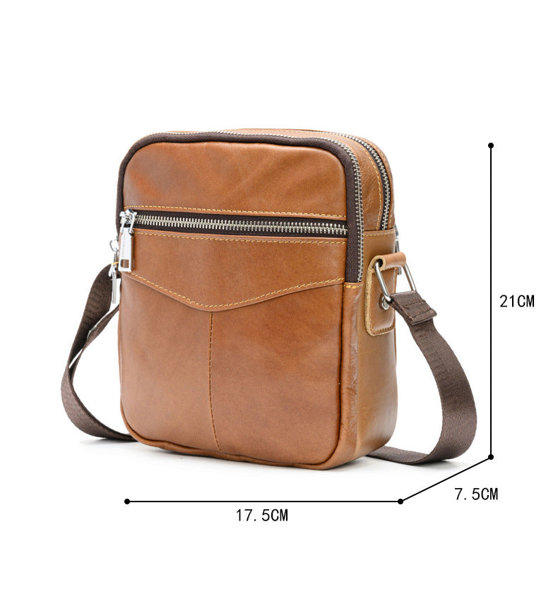 Men's Shoulder Bag Genuine Cowhide Leather Wear-resistant Casual Fashion Multifunctional Crossbody Bag for Men 