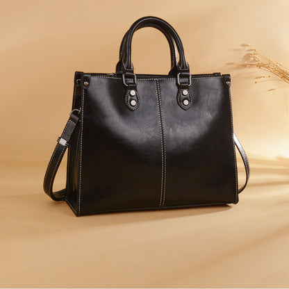 Genuine leather women's bag cowhide handbag retro tote bag large capacity casual simple shoulder bag handbag.bag