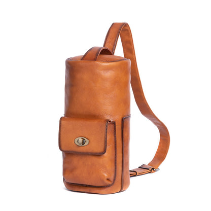 Men's bust bag Genuine cowhide leather retro fashion crossbody bag for men 