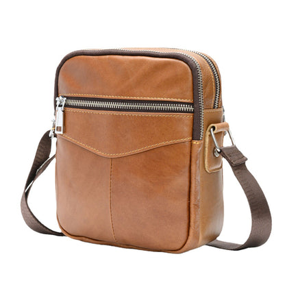 Men's Shoulder Bag Genuine Cowhide Leather Wear-resistant Casual Fashion Multifunctional Crossbody Bag for Men 