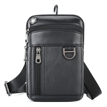 Men's Shoulder Bag Cowhide Sports Waterproof Smartphone Pouch Waist Pouch Men's Crossbody Bag Bust Bag 